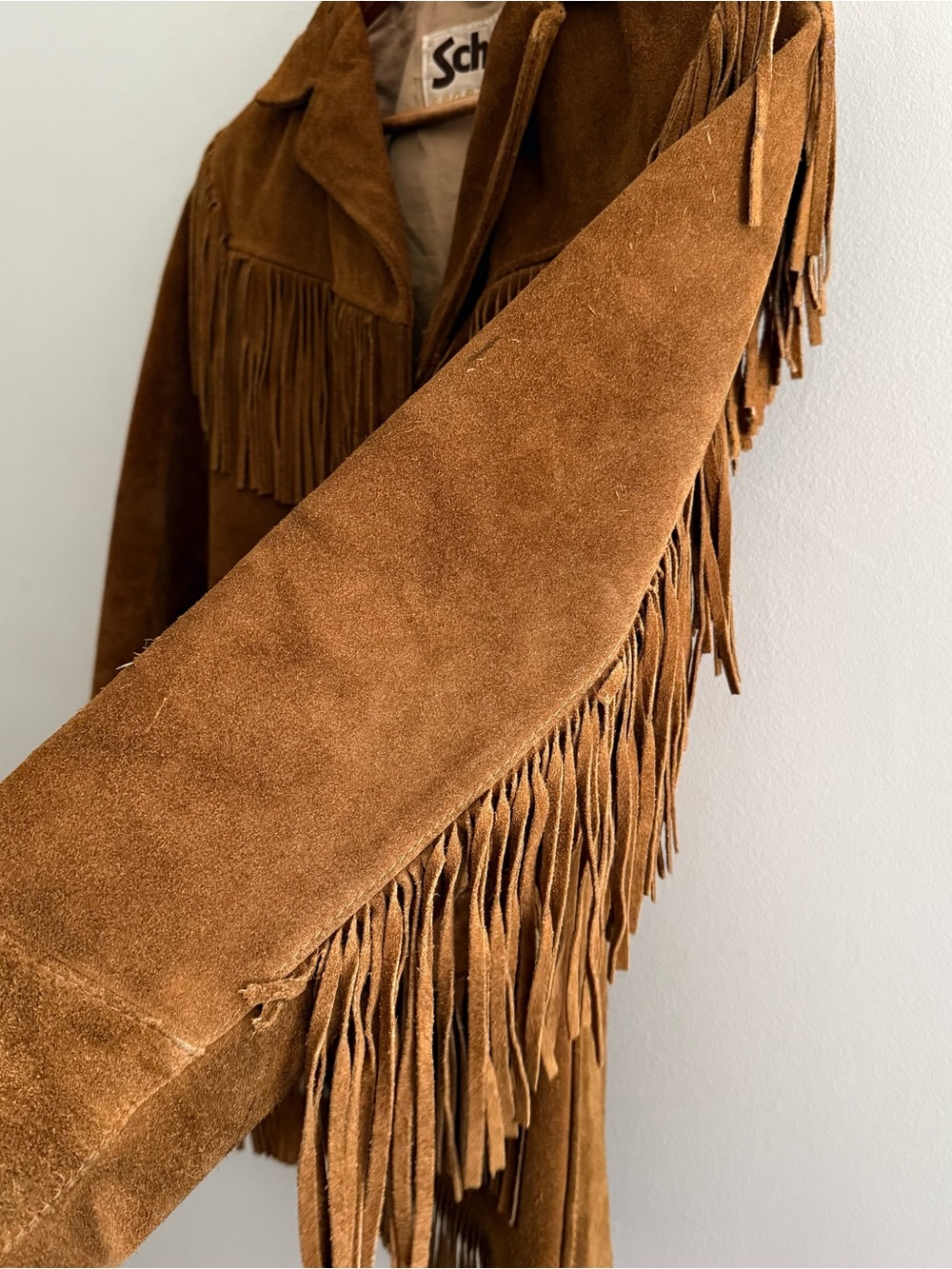 1970s Vintage Schott NYC Brown Suede Western Fringe Jacket Women’s Small - Picture 6 of 10